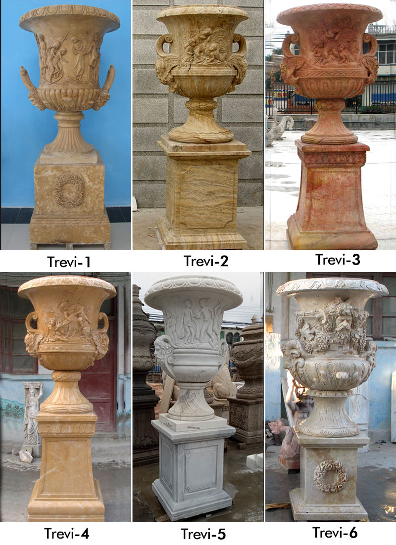 Beige marble large planters pots for yard decor designs