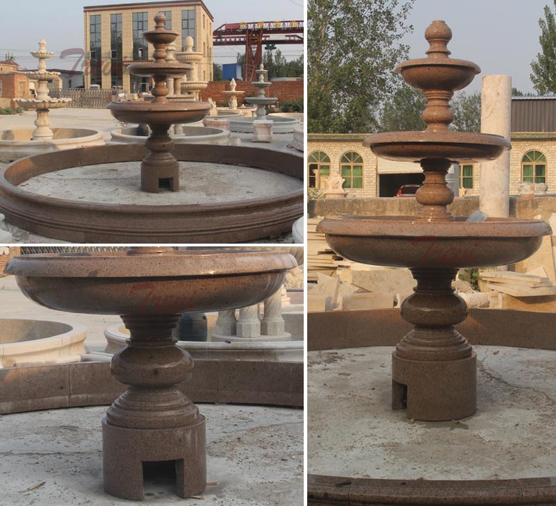 Classical design marble carving 3 tiers  water fountains for public decor details