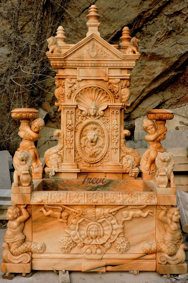 Luxury lion head wall garden fountain ideas outdoor design details