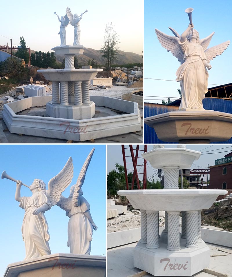 No.TMF-08 Outdoor Tiered Columns Water Fountain With Bernini Angel Statues For Sale
