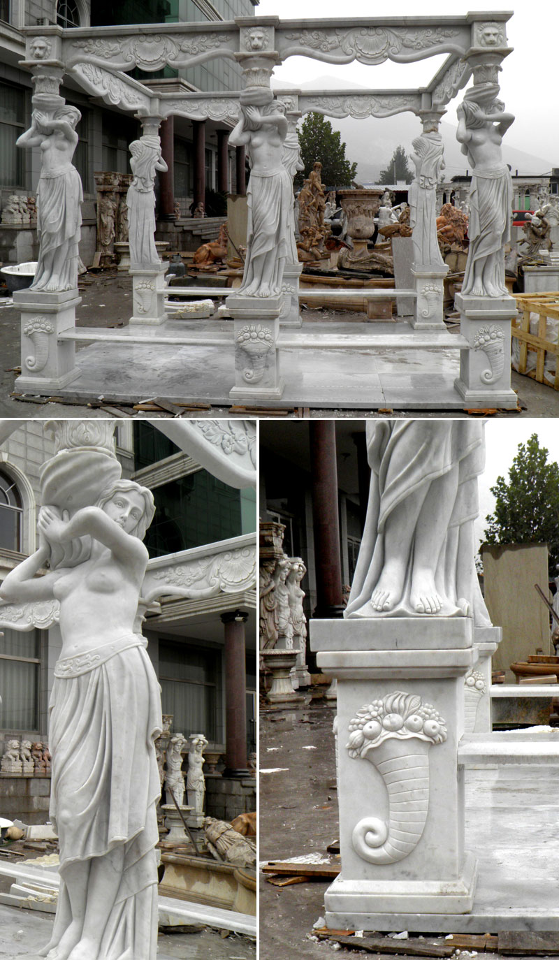 custom made outdoor yard marble Italy pavilion with beaches factory designs for sale from Trevi Sculpture