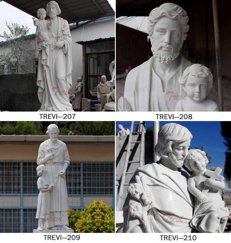 Catholic saint statues of Joseph for religious garden decor details