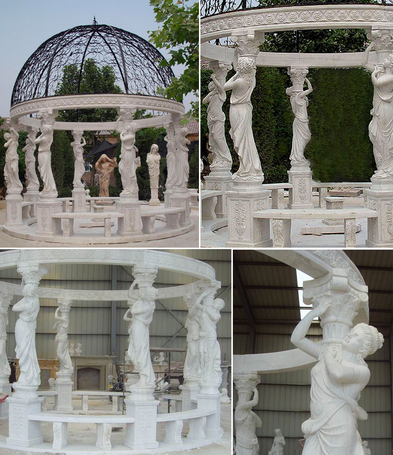 Outdoor yard decor antique marble gazebos details