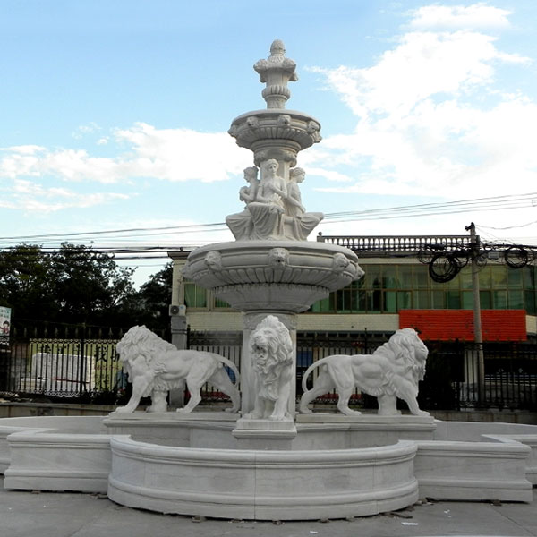 No. TMF-03 Large outdoor tiered water fountains with lion statues for sale