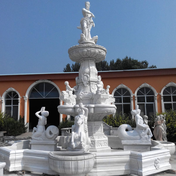 No. TMF-06 Luxury white marble water fountain with statues for the center of the hotel