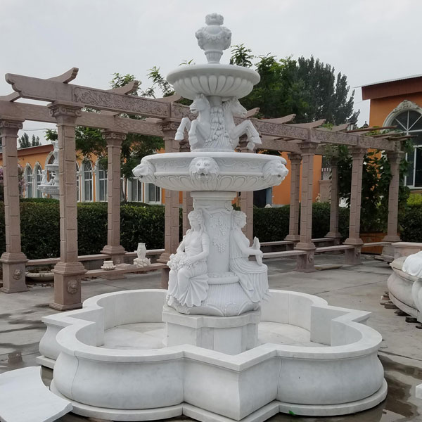 No. TMF-02 Outdoor big water fountains with horse and woman marble statues for public park