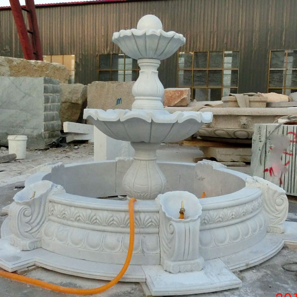 No. TMF-09 Three tiers white marble water fountain for the center of garden ornaments
