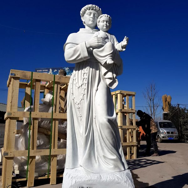 Catholic garden sculptures of saint Anthony with child jesus design