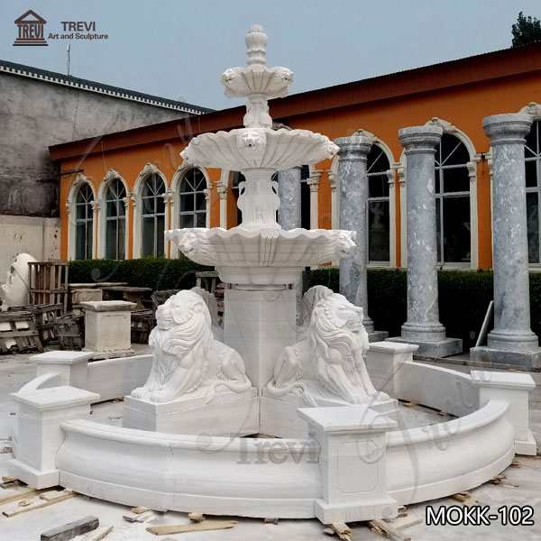 Best Outdoor White Marble Lion Water Fountain for Sale MOKK-102