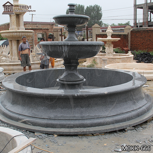 Outdoor Black Granite Tiered Water Fountain Supplier MOKK-666