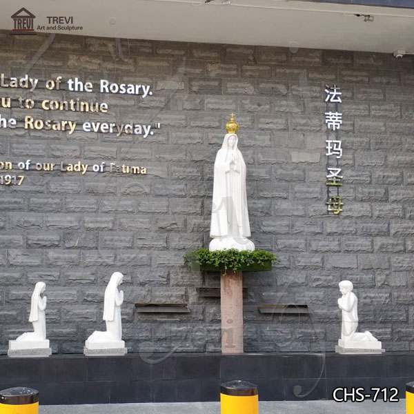 Hot Selling Fatima with Children Marble Statues for Church Suppliers CHS-712