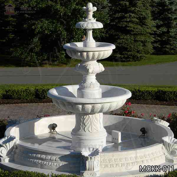 Outdoor Garden Three Tiered White Marble Fountain for Backyard Decor Suppliers MOKK-11