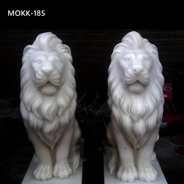 Outdoor Life Size Marble Lion Statues Factory Supply MOKK-185