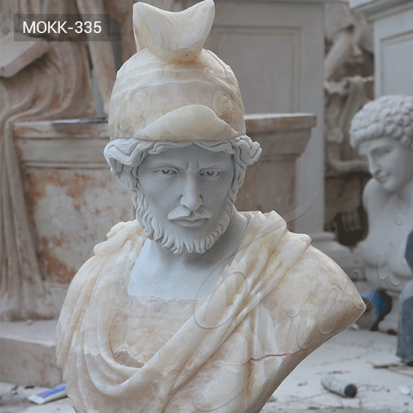 Classic Life-Size Roman Marble Bust Statue Hand Carved Male Head Supplier MOKK-338