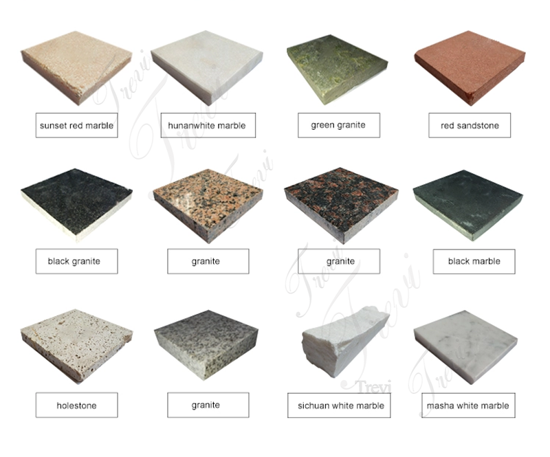 Stone Selection on White Marble Lying Lion Statue