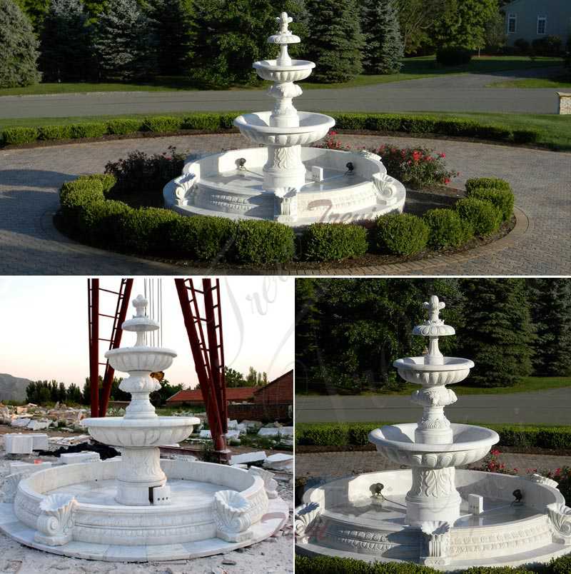 Three Tiered White Marble Fountain for Backyard Decor Suppliers