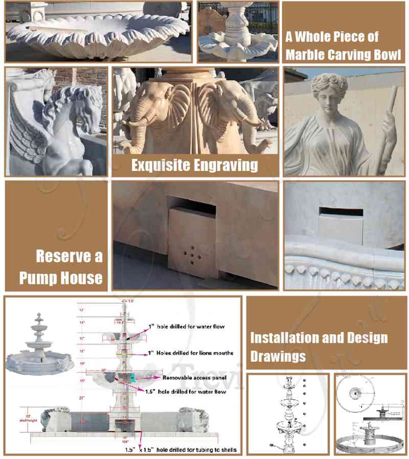 Three Tiered White Marble Fountain for Backyard