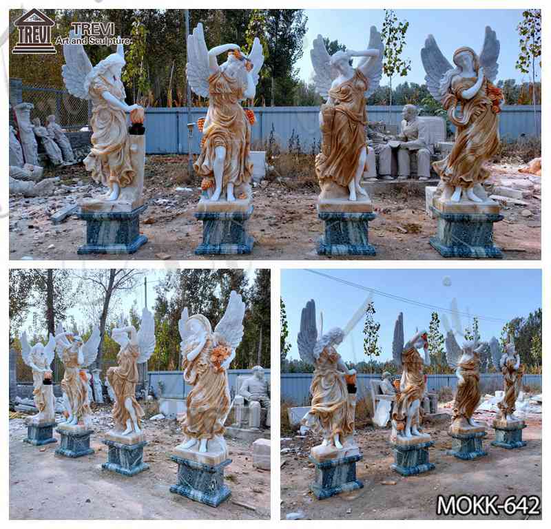 Winged Four Seasons Marble Statues for Garden Decor Suppliers