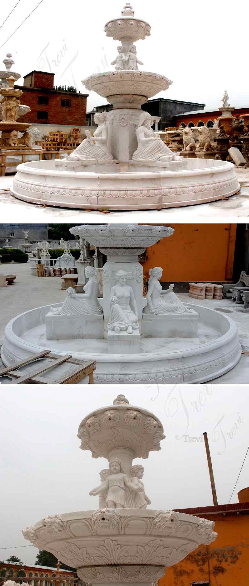 garden marble water fountain details