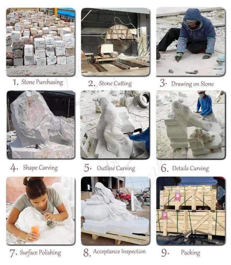 process of marble roaring lion statue