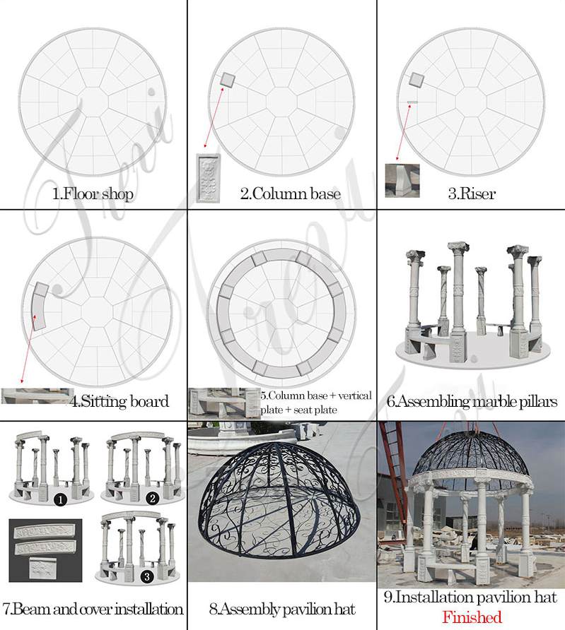 Beige Marble Wedding Gazebo Decor Installation Guidance