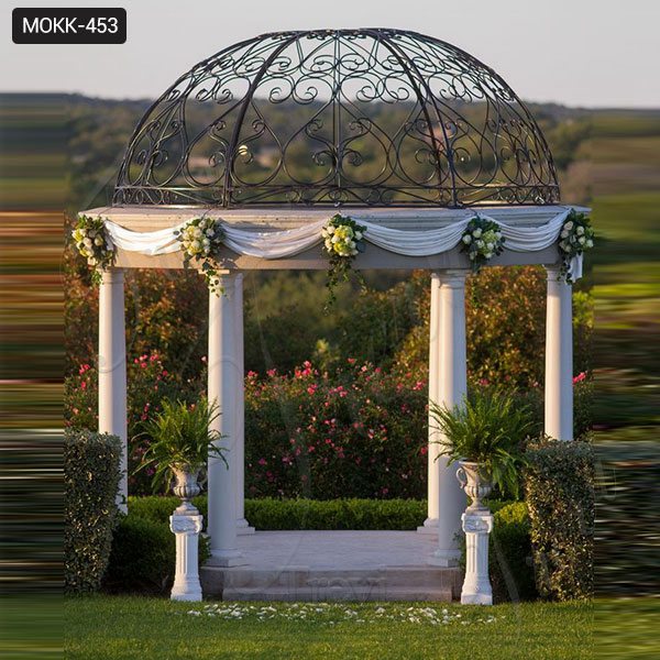 Hot Sale Beige Marble Wedding Gazebo Decor Supplier MOKK-453