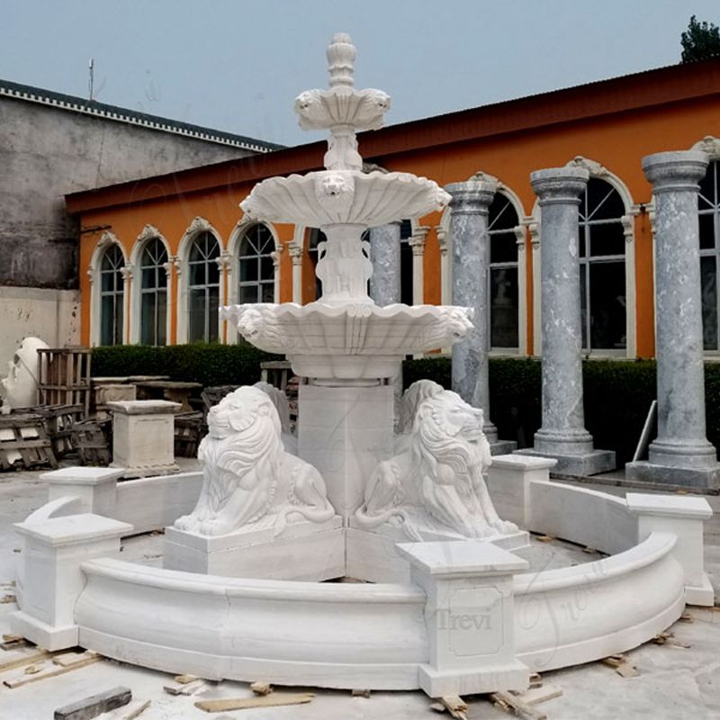 Large Outdoor 3 Tiered Marble Lion Water Fountain for Sale Details