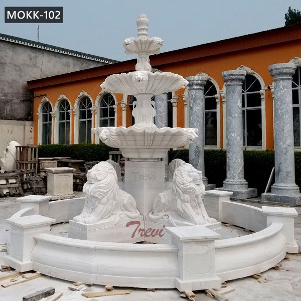 Large Outdoor 3 Tiered Marble Lion Water Fountain for Sale MOKK-102