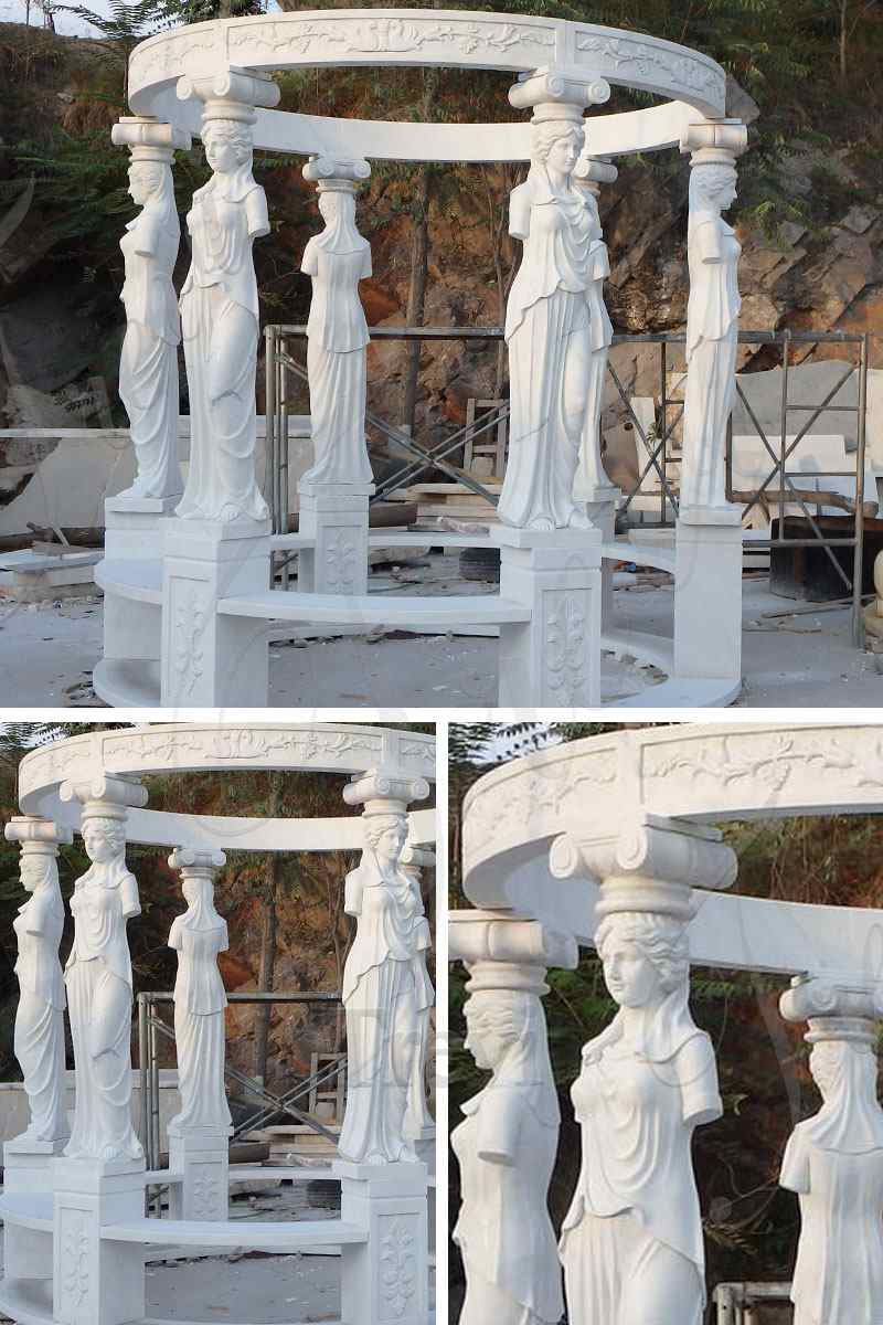 white marble gazebo pavilion details