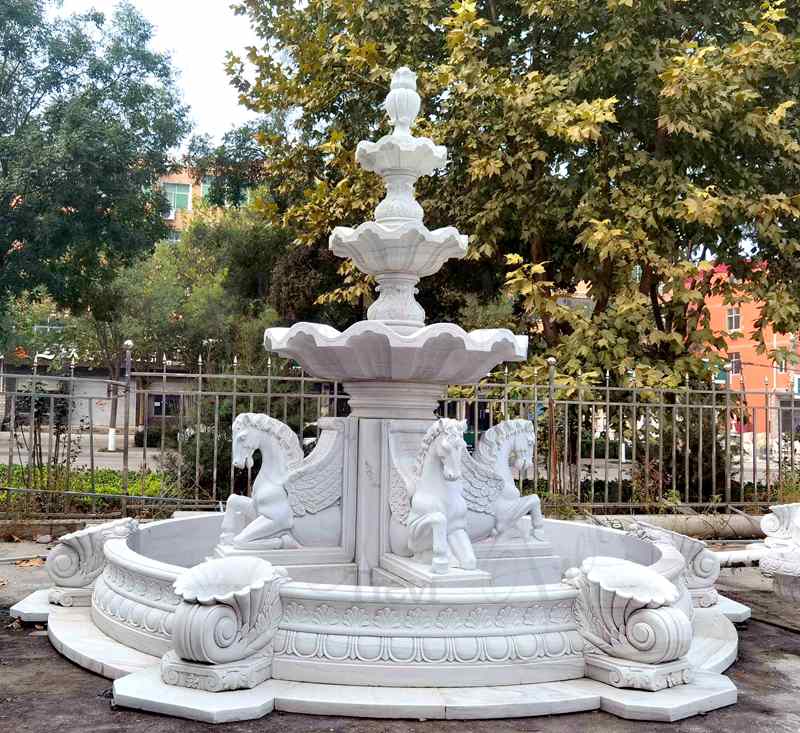 Large Outdoor Marble Horse Water Fountain Garden Decor for Sale MOKK-176 Details