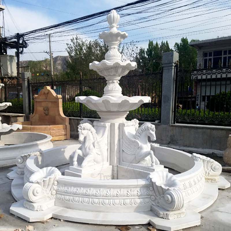 Large Outdoor Marble Horse Water Fountain Garden Decor for Sale