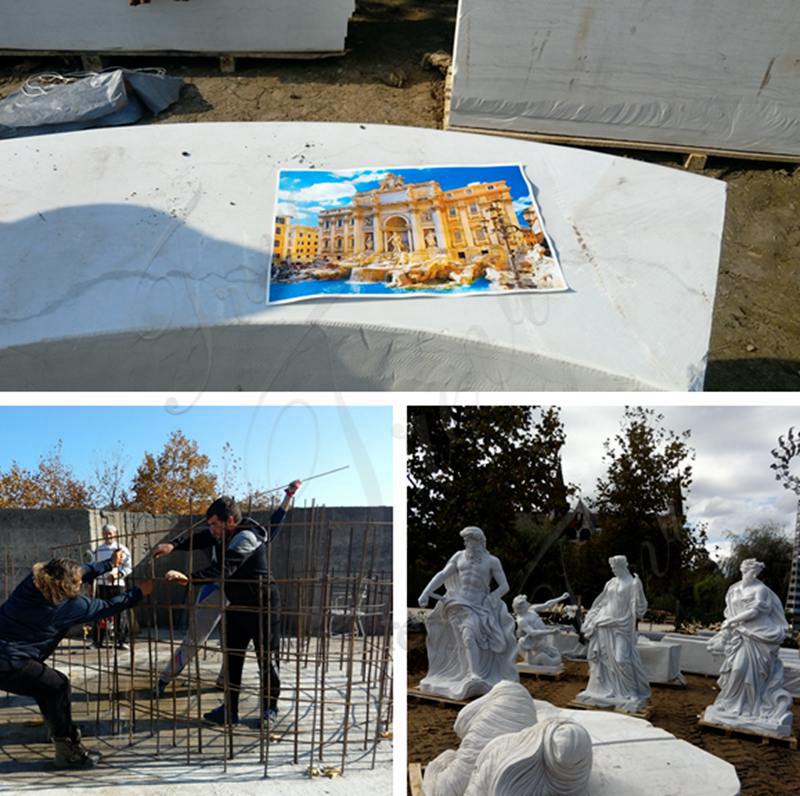 Famous Marble Trevi Fountains Luxurious Marble Water Features for Sale MOKK-58 Installation Guidance