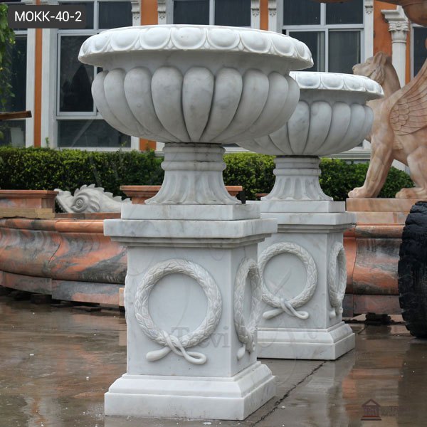 Cheap Simple Marble Flower Pot Garden Decor for Sale MOKK-40