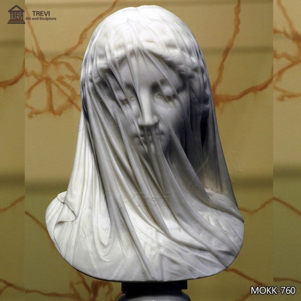 Marble Veiled Virgin Bust Statue Indoor Decor for Sale MOKK-760 (1)