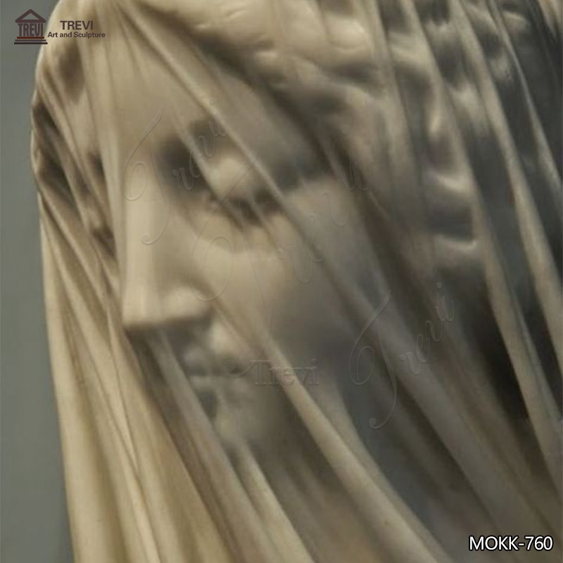Marble Veiled Virgin Bust Statue Indoor Decor for Sale MOKK-760 (2)
