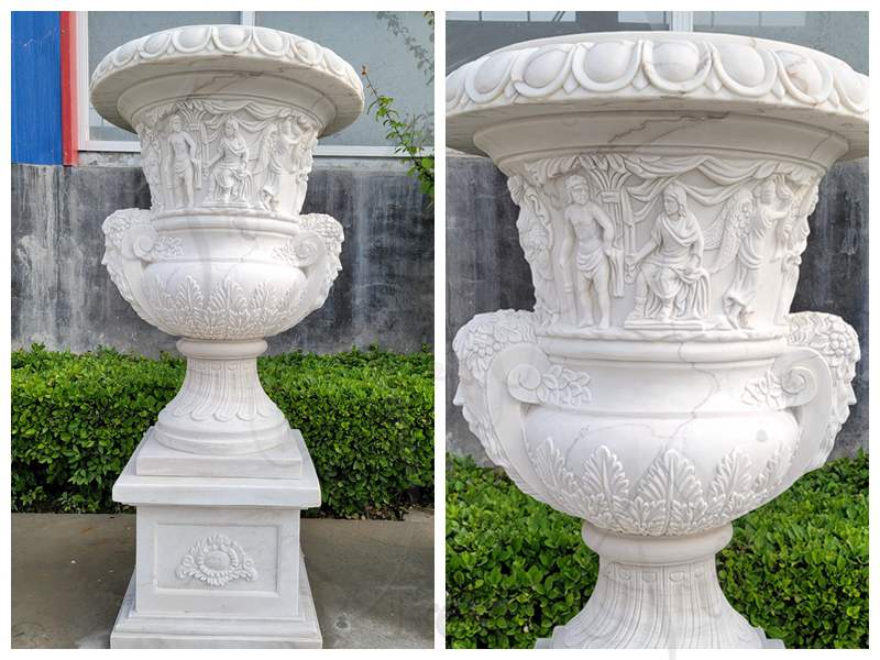 White Marble Planters for Garden (2)
