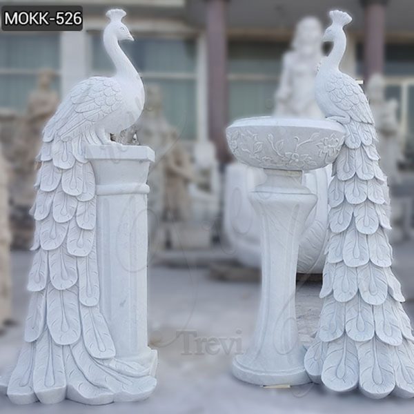 Hand Carved Marble Planters with Peacock Outdoor Decor Supplier MOKK-526