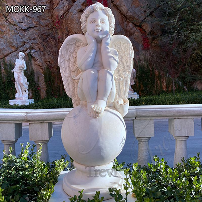 Hand Carved Marble Baby Angel Statue Garden Decor Supplier MOKK-967