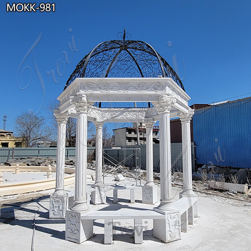 Customized White Marble Gazebo Outdoor Decor for Sale MOKK-981