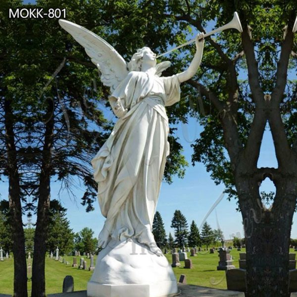 Life Size Marble Angel Blowing Trumpet Statue for Sale MOKK-801