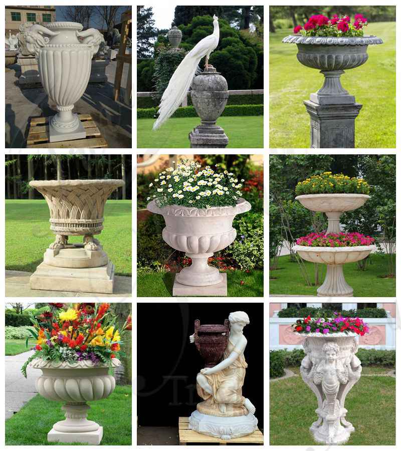 marble outdoor planter- Trevi Sculpture