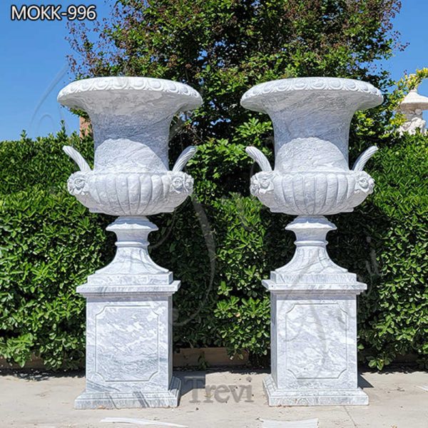 Hand Caved Natural Large Marble Planter Garden Decor Supplier MOKK-996