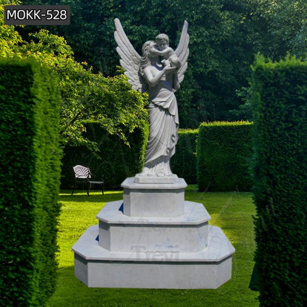Life Size White Marble Angel Holding Baby Statue MOKK-528