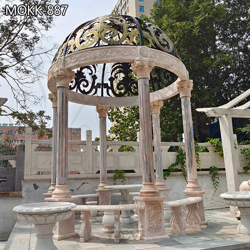 Exquisite Marble Column Gazebo with Dome Outdoor Decor MOKK-887