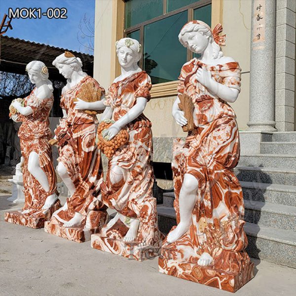 Red Marble Four Seasons Goddess Statues Garden Decor for Sale MOK1-002