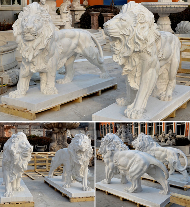 Outdoor White Chinese Marble Lion Statue for Sale MOKK-117