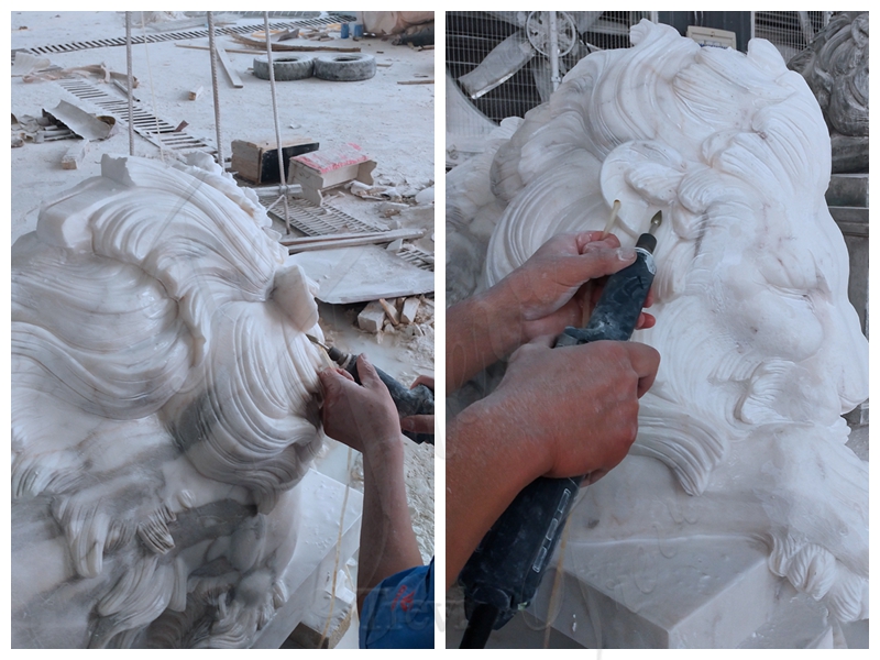 Outdoor White Chinese Marble Lion Statue for Sale MOKK-117