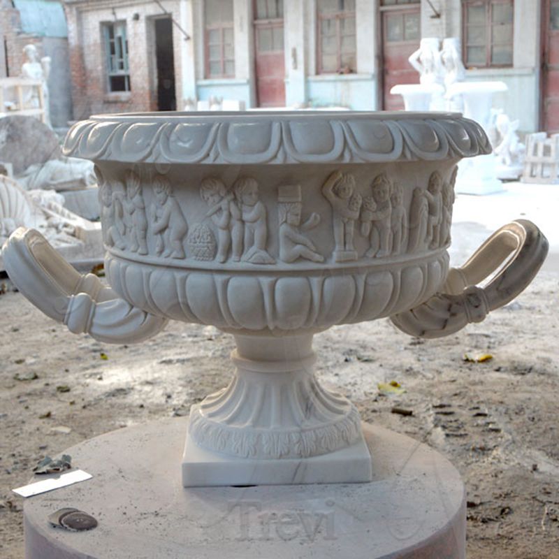 Hand Carved White Marble Planter with Competitive Price MOKK-48