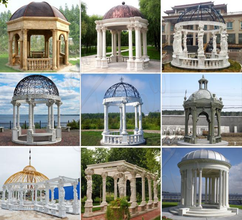 Outdoor White Marble Column Gazebo for Sale MOKK-555