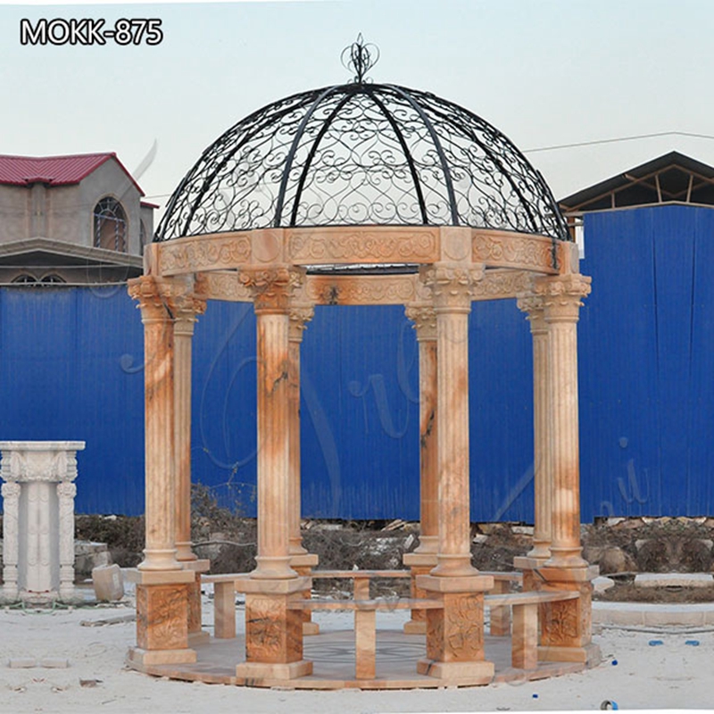 Marble Gazebo with Round Columns Garden Decor MOKK-875